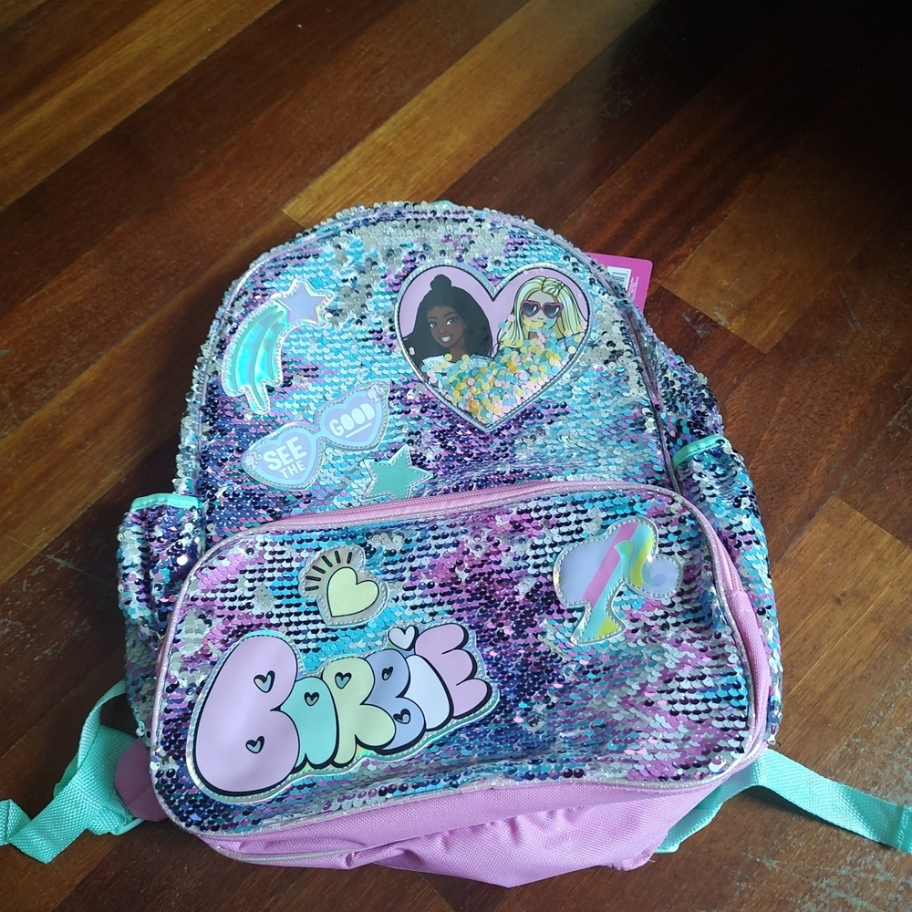Mattel Barbie Sequin Backpack - Purple and Pink